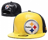 Steelers Team Logo Yellow Black Leather Adjustable Hat GS,baseball caps,new era cap wholesale,wholesale hats